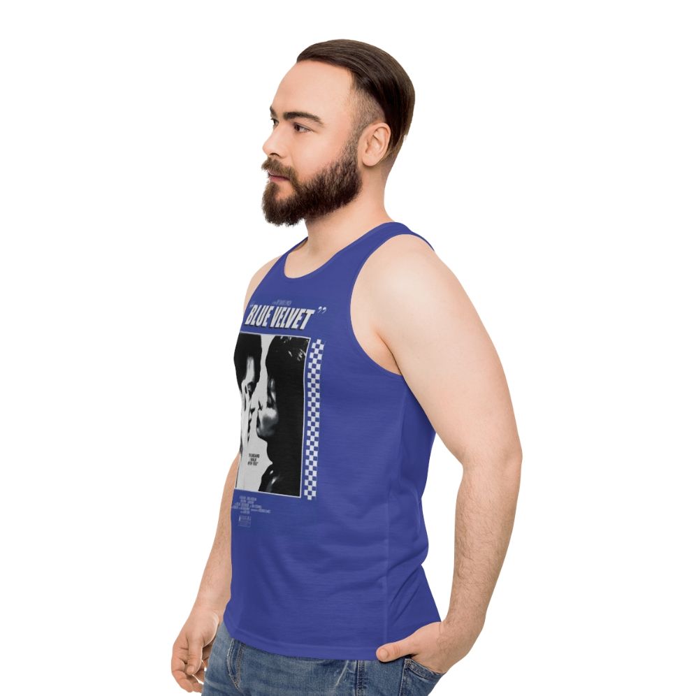 Blue Velvet movie poster design on unisex tank top - men side