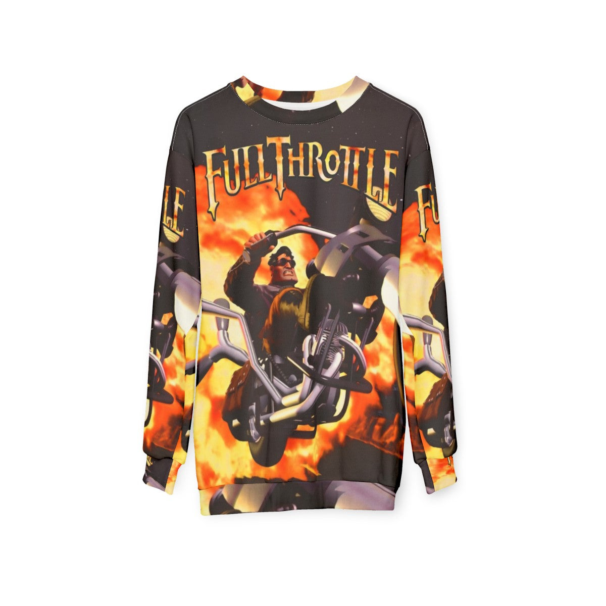 Retro gaming inspired full throttle graphic sweatshirt - hanging