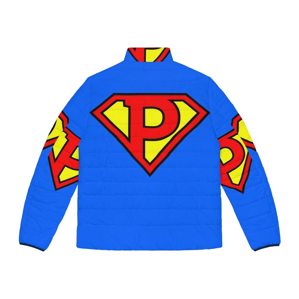 Super Letter P Puffer Jacket - Superhero Themed Outerwear - Back