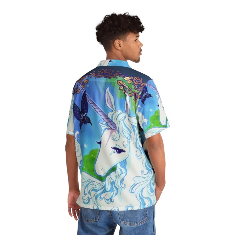 Tropical hawaiian shirt with fantasy unicorn design - People Back