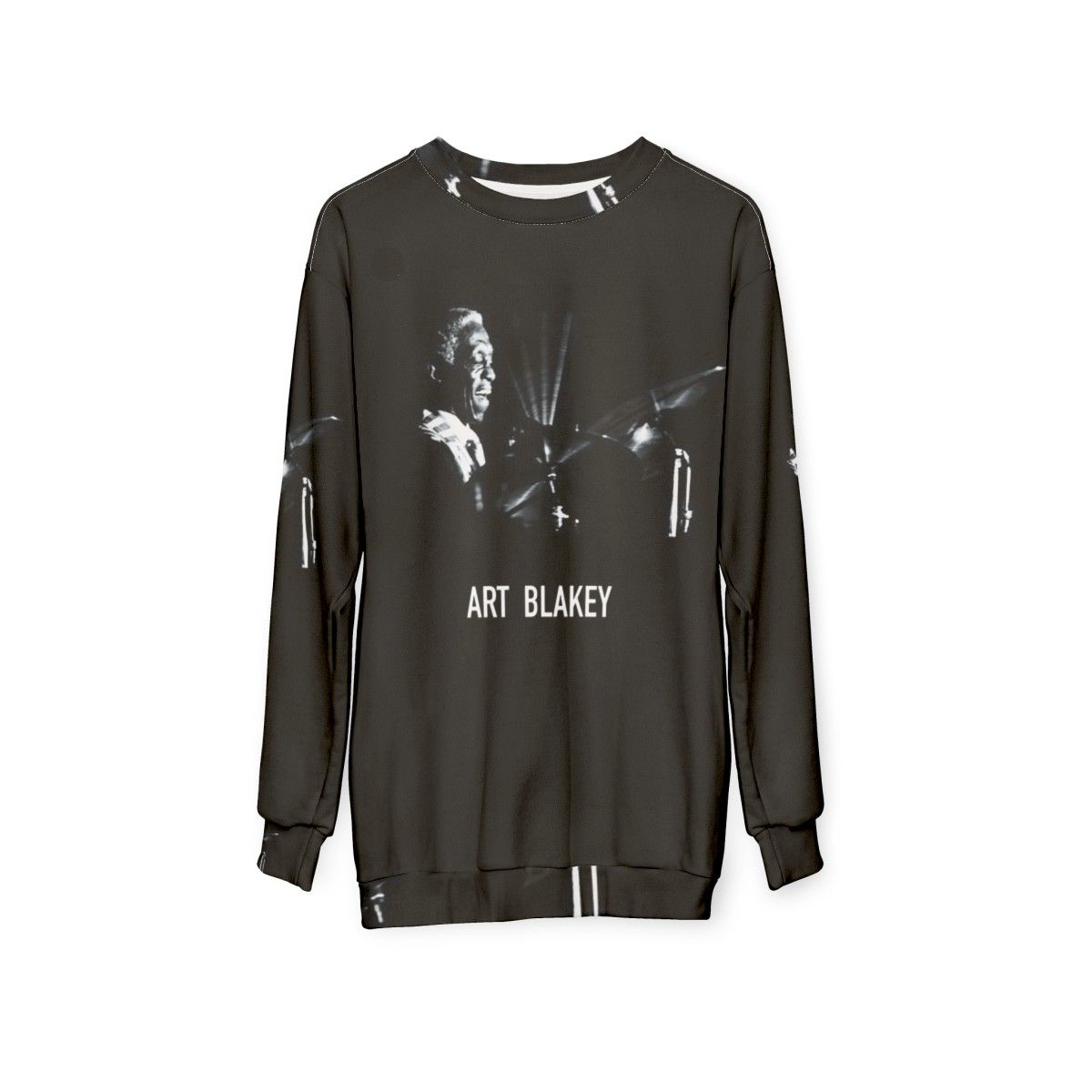 Art Blakey, legendary jazz drummer, on a stylish sweatshirt - hanging