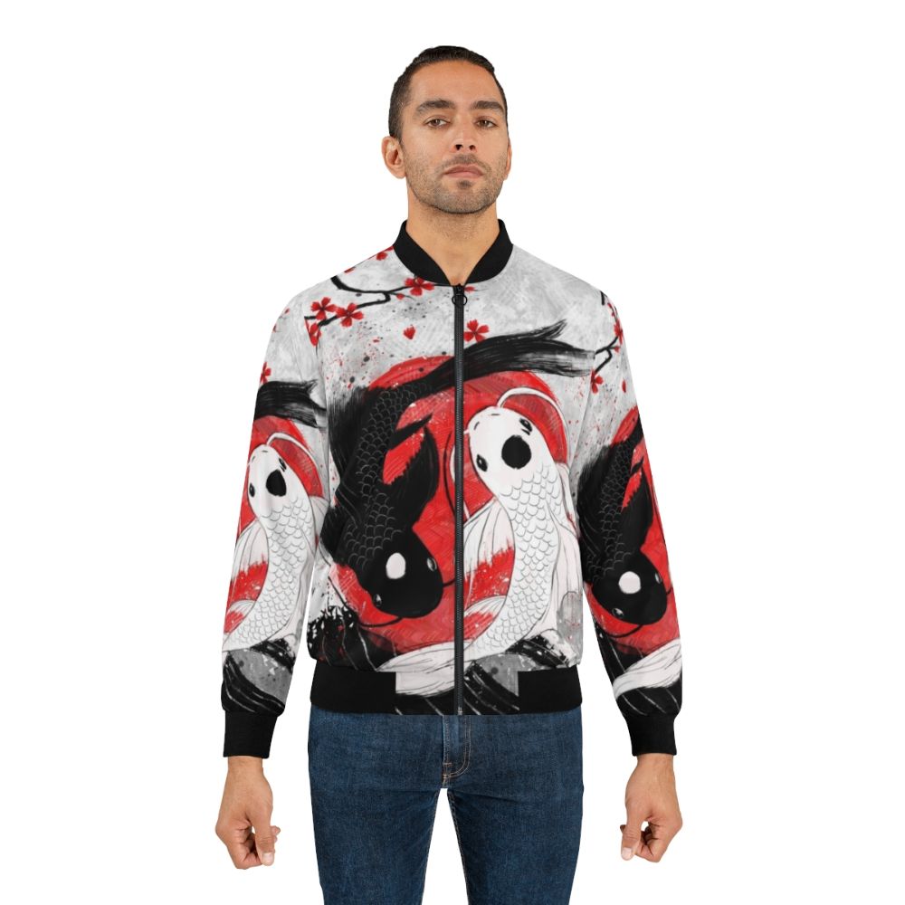 Koi fish yin yang bomber jacket with Asian-inspired design - Lifestyle