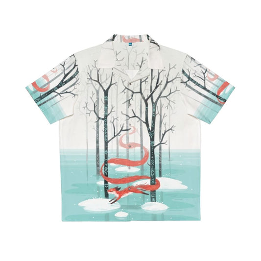 forest spirit fox hawaiian shirt with magical nature design