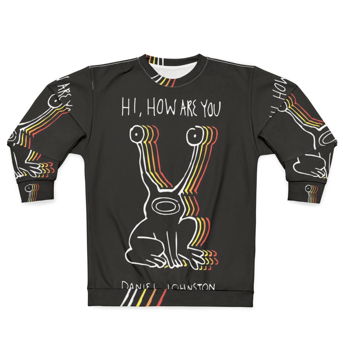 Vintage-style Daniel Johnston "Hi, How Are You?" graphic sweatshirt