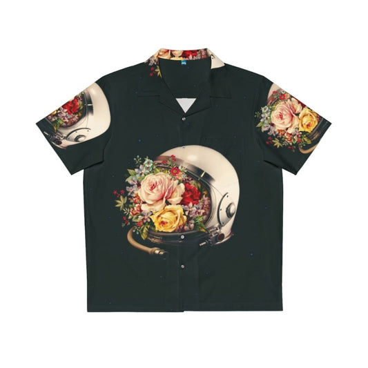 Celestial Bloom Hawaiian Shirt with Astronaut and Galaxy Design