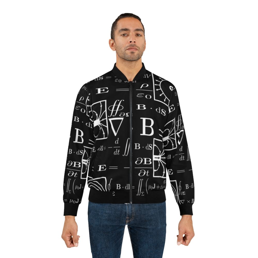 Maxwell's Equations Bomber Jacket featuring visual representations of the fundamental laws of electromagnetism - Lifestyle