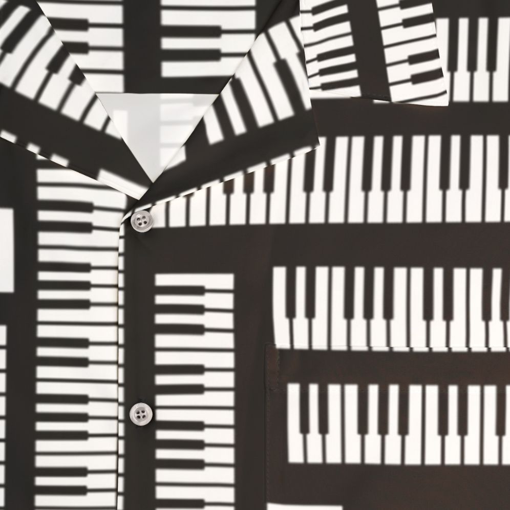 Piano keys pattern hawaiian shirt for musicians and pianists - Detail