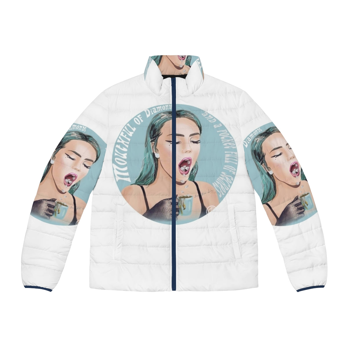 Phantogram "Mouthful of Diamonds" Puffer Jacket - Music-Inspired Artsy Streetwear