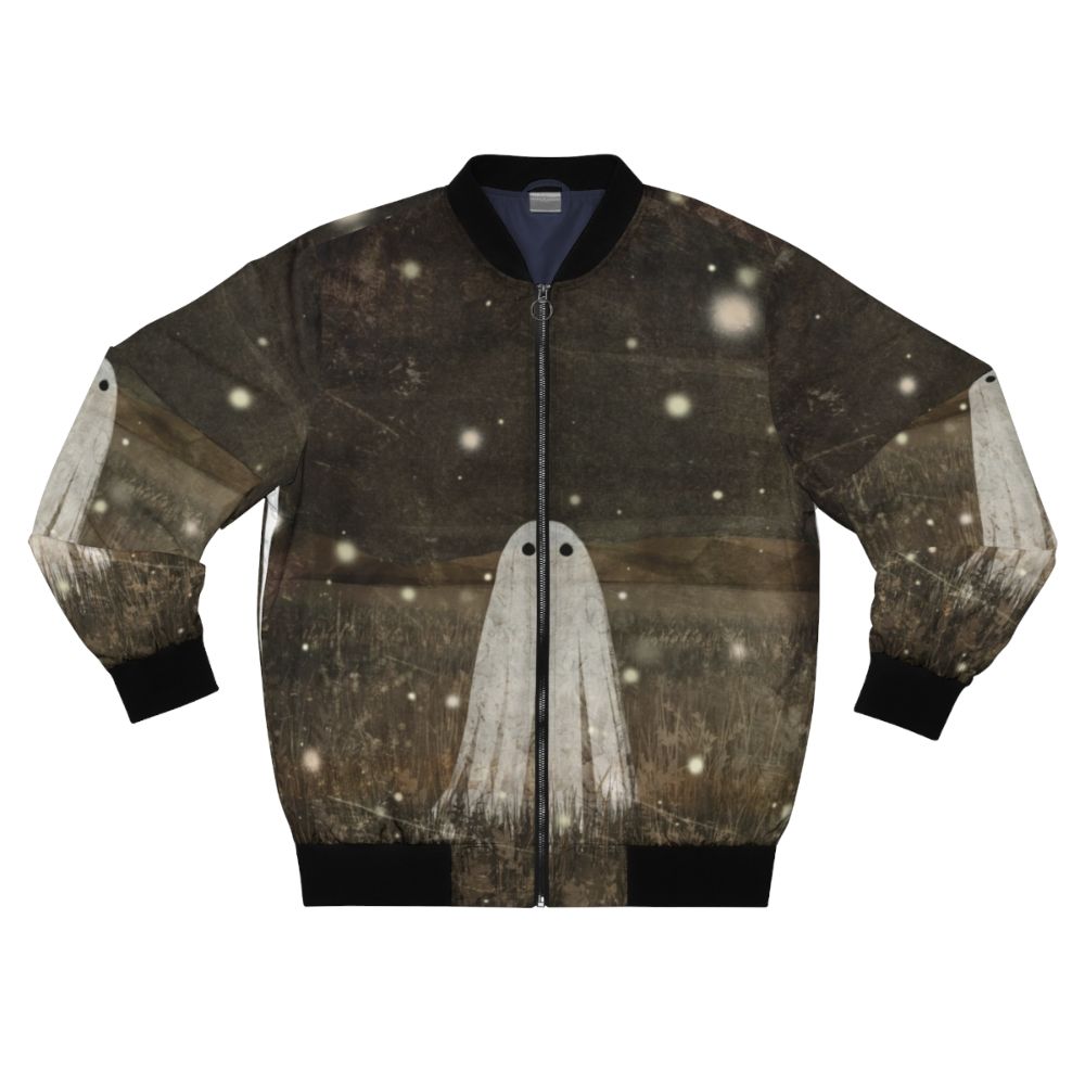 Vintage fireflies bomber jacket with a spooky and cute design