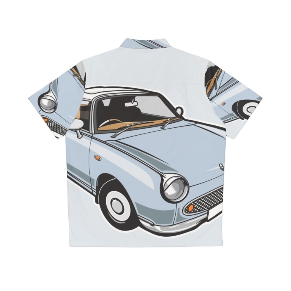 Vintage Nissan Figaro Hawaiian Shirt in Pale Aqua Blue - Back