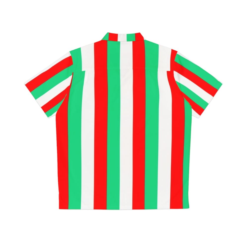 Red, green and white striped Hawaiian shirt - Back