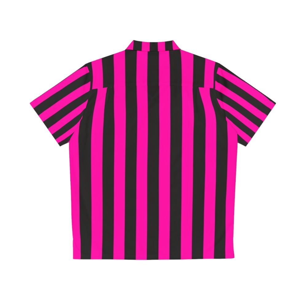 Vibrant pink and black striped Hawaiian shirt - Back