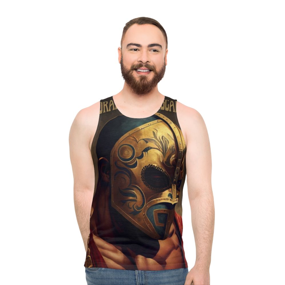 Unisex wrestling tank top with the Masked Dorado design - men