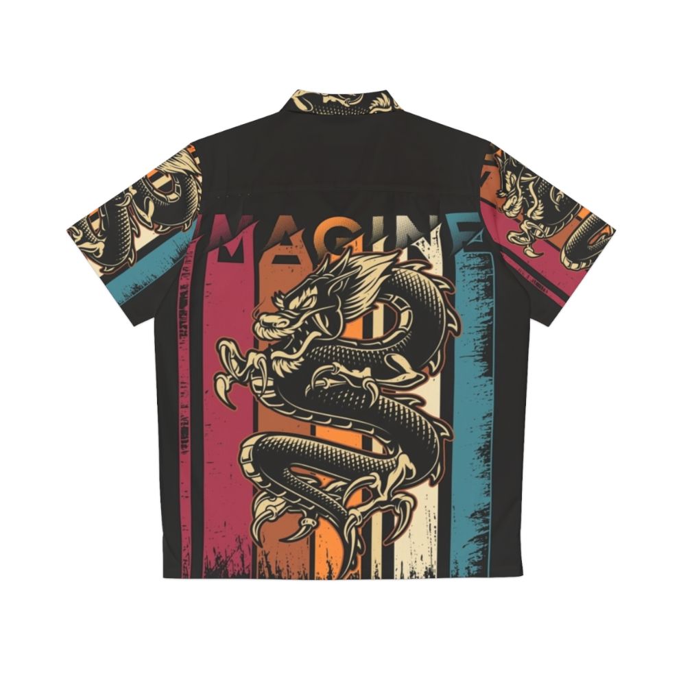 Vintage Hawaiian shirt with Imagine Dragons dragon art design - Back