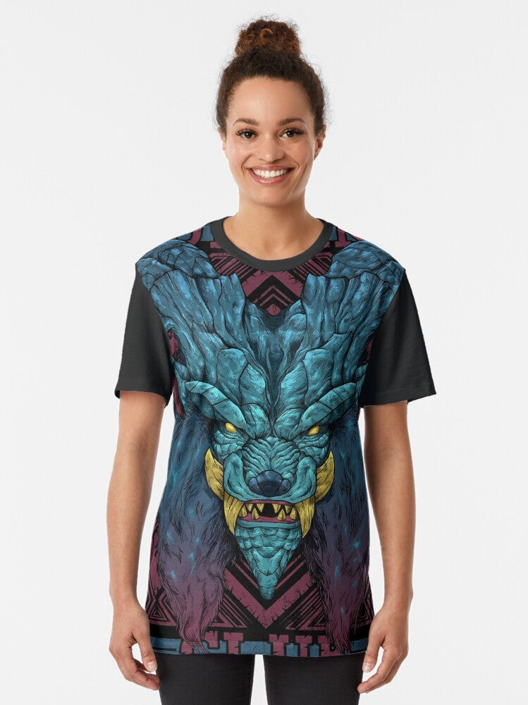 Hunting Club Lunastra Graphic T-Shirt featuring the Elder Dragon from the Monster Hunter video game series - Women