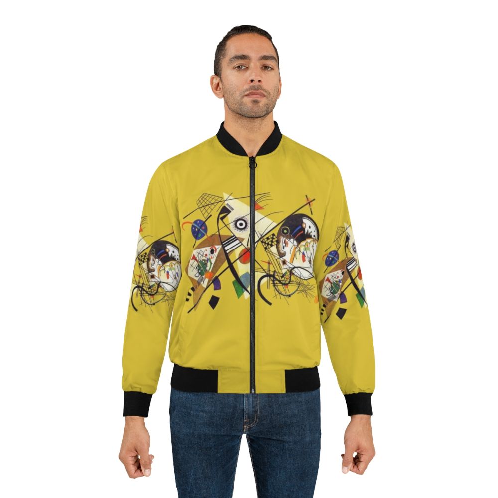 Bomber jacket featuring Wassily Kandinsky's abstract art painting "Transverse Lines (1923)" - Lifestyle