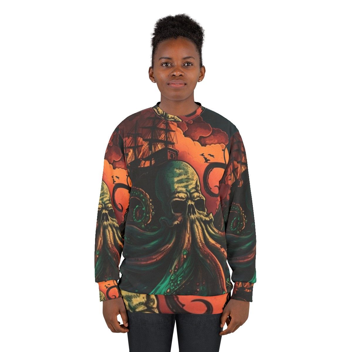 Mythical sea creatures sweatshirt featuring enchanted ocean life - women