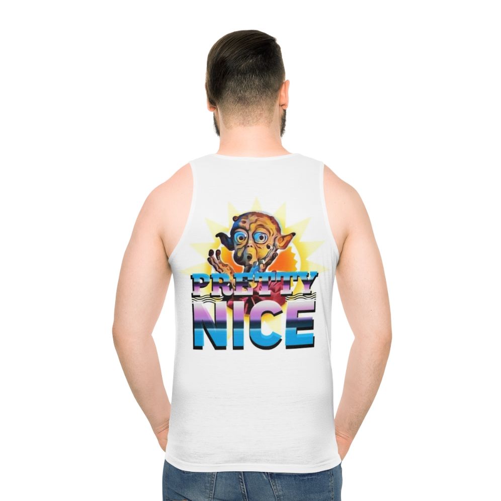 Unisex retro 1980s sci-fi inspired dance party tank top - men back