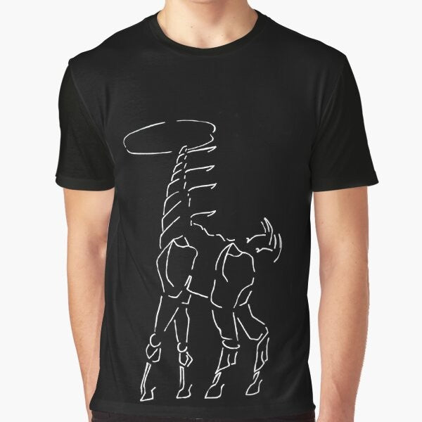 A graphic t-shirt featuring the iconic Tallneck from the Horizon Zero Dawn video game.