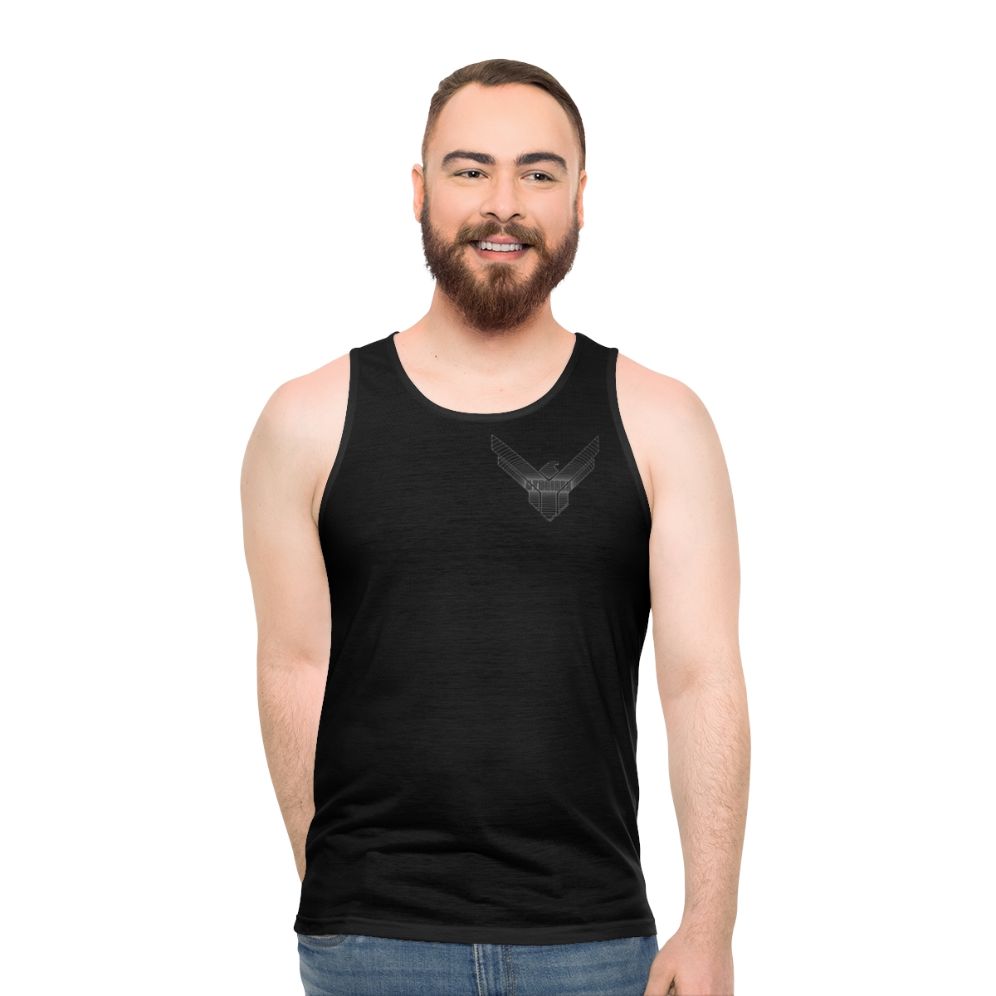 Dune-inspired minimalist geometric pattern unisex tank top - men