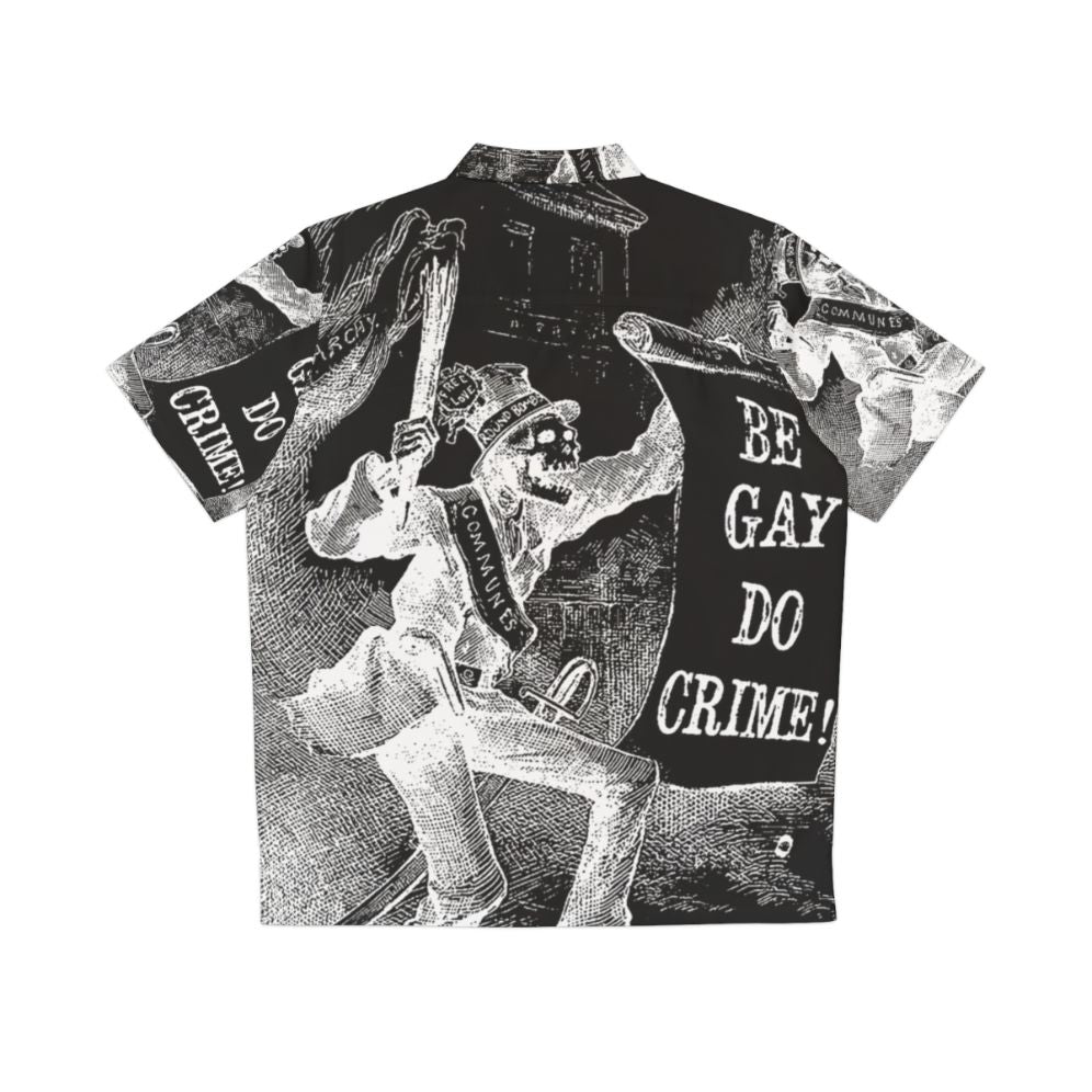 Black skeleton Hawaiian shirt with queer pride and anarchy design - Back