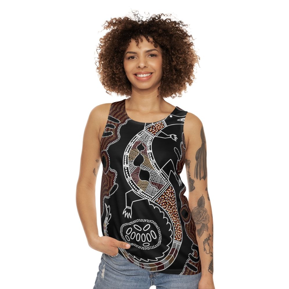 Authentic Aboriginal Art Crocodile Unisex Tank Top - women