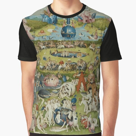 Hieronymus Bosch's "The Garden of Earthly Delights" graphic t-shirt