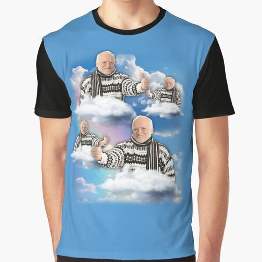 Funny "Hide the Pain Harold" meme graphic t-shirt