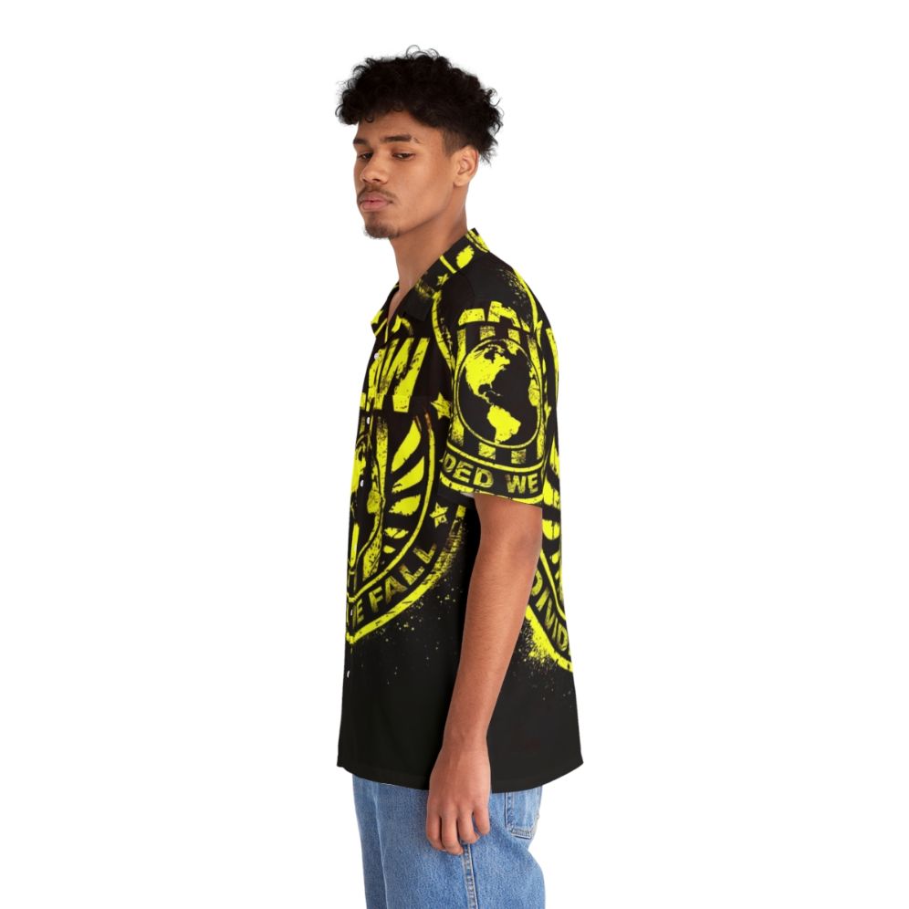 Divided We Fall Flaw Hawaiian Shirt with Tropical Print - People Left