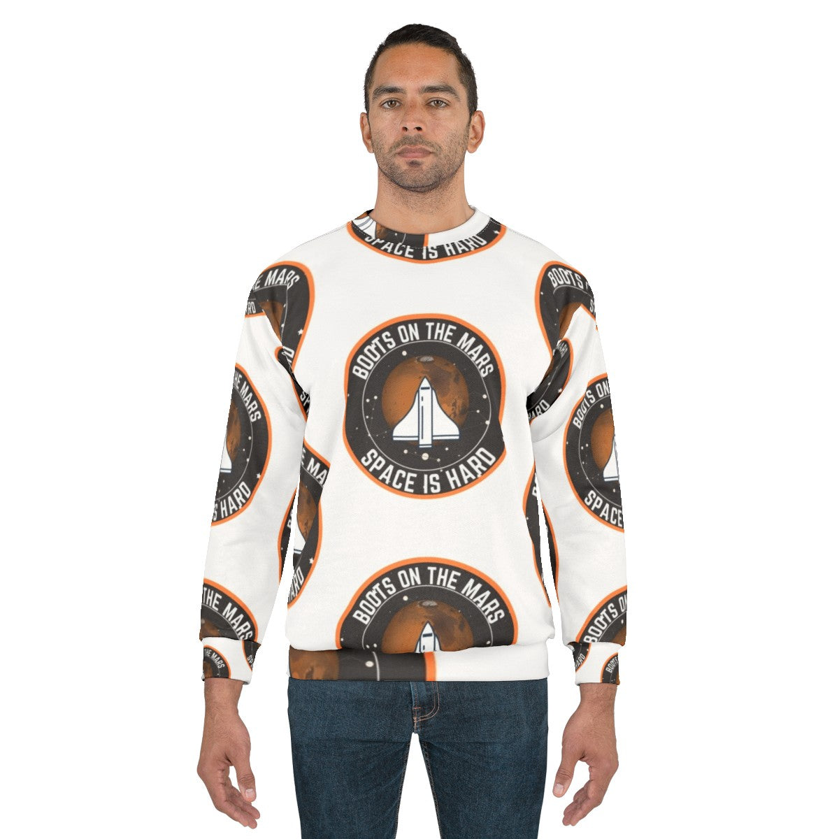 Space Force Sweatshirt with Boots on the Mars Design - men