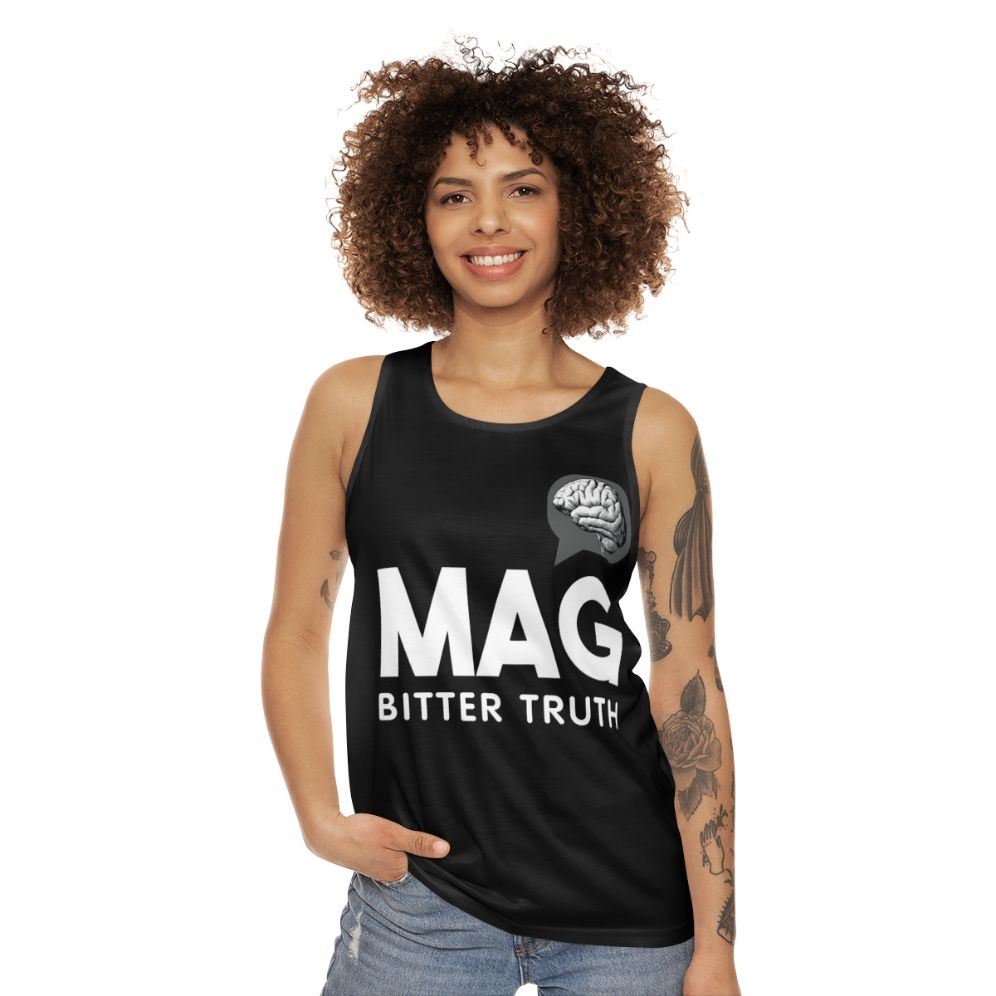 Trendy unisex tank top with graphic design - women