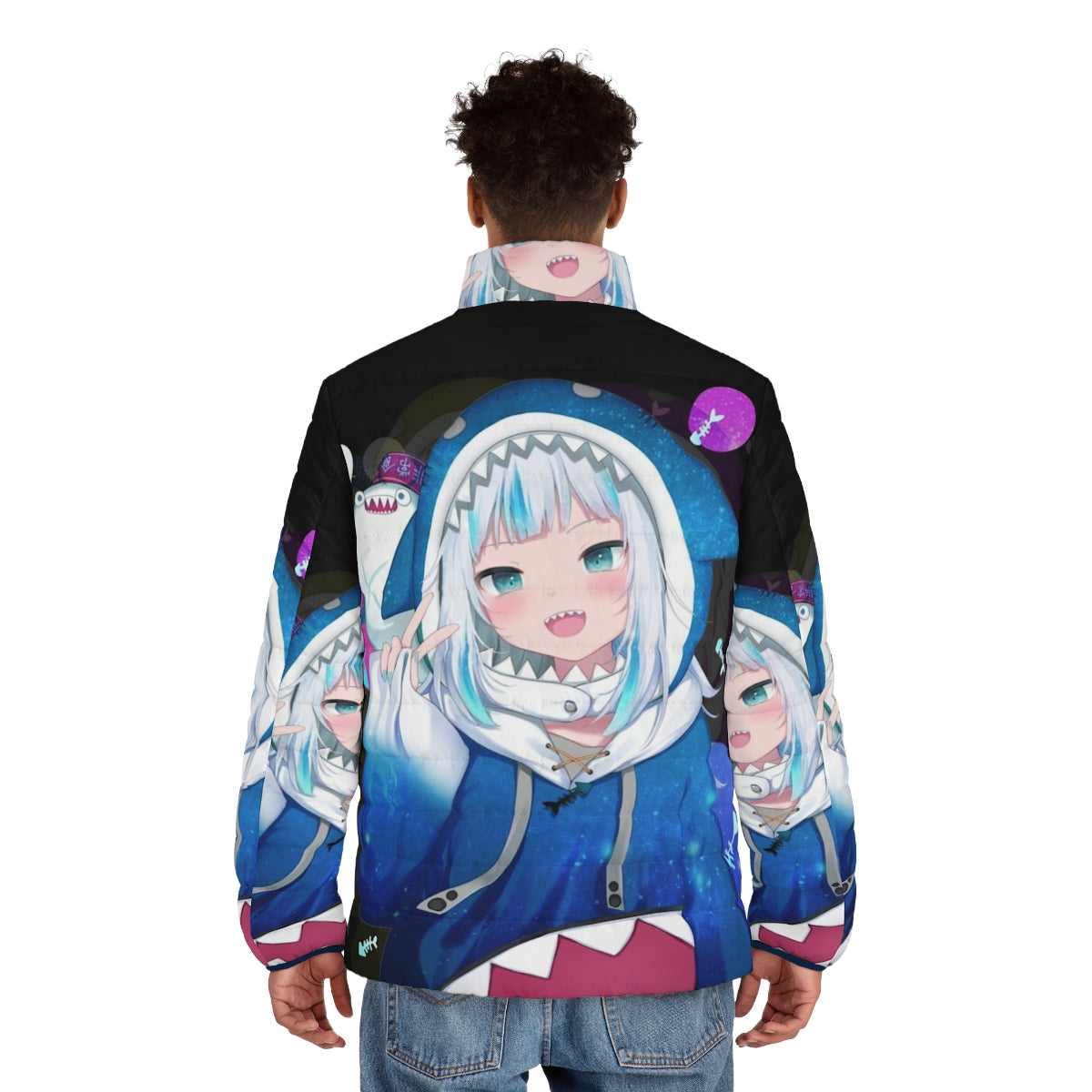 Gawr Gura Hololive EN vtuber anime inspired puffer jacket - men back