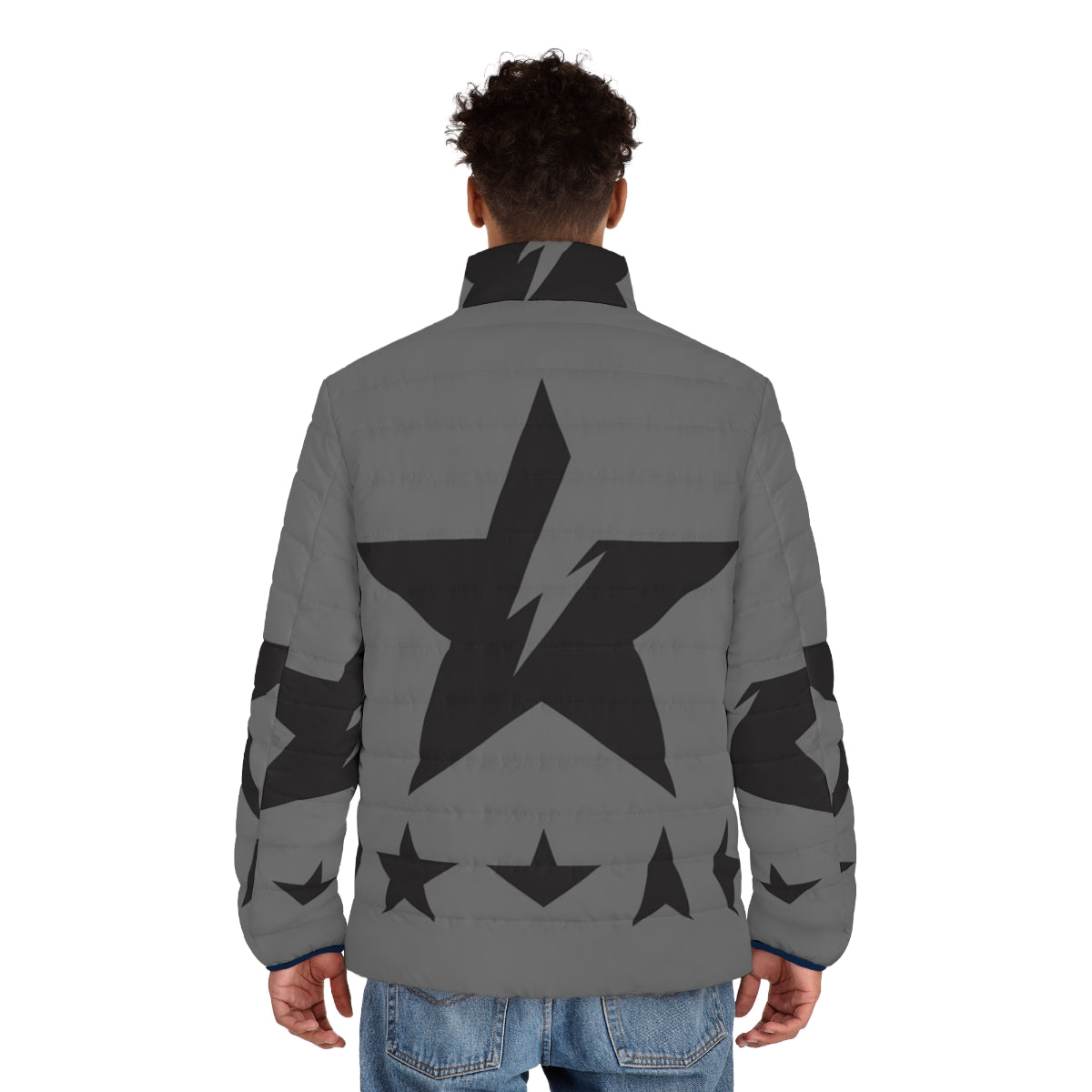 Blackstar Ziggy Puffer Jacket featuring David Bowie's Ziggy Stardust design - men back