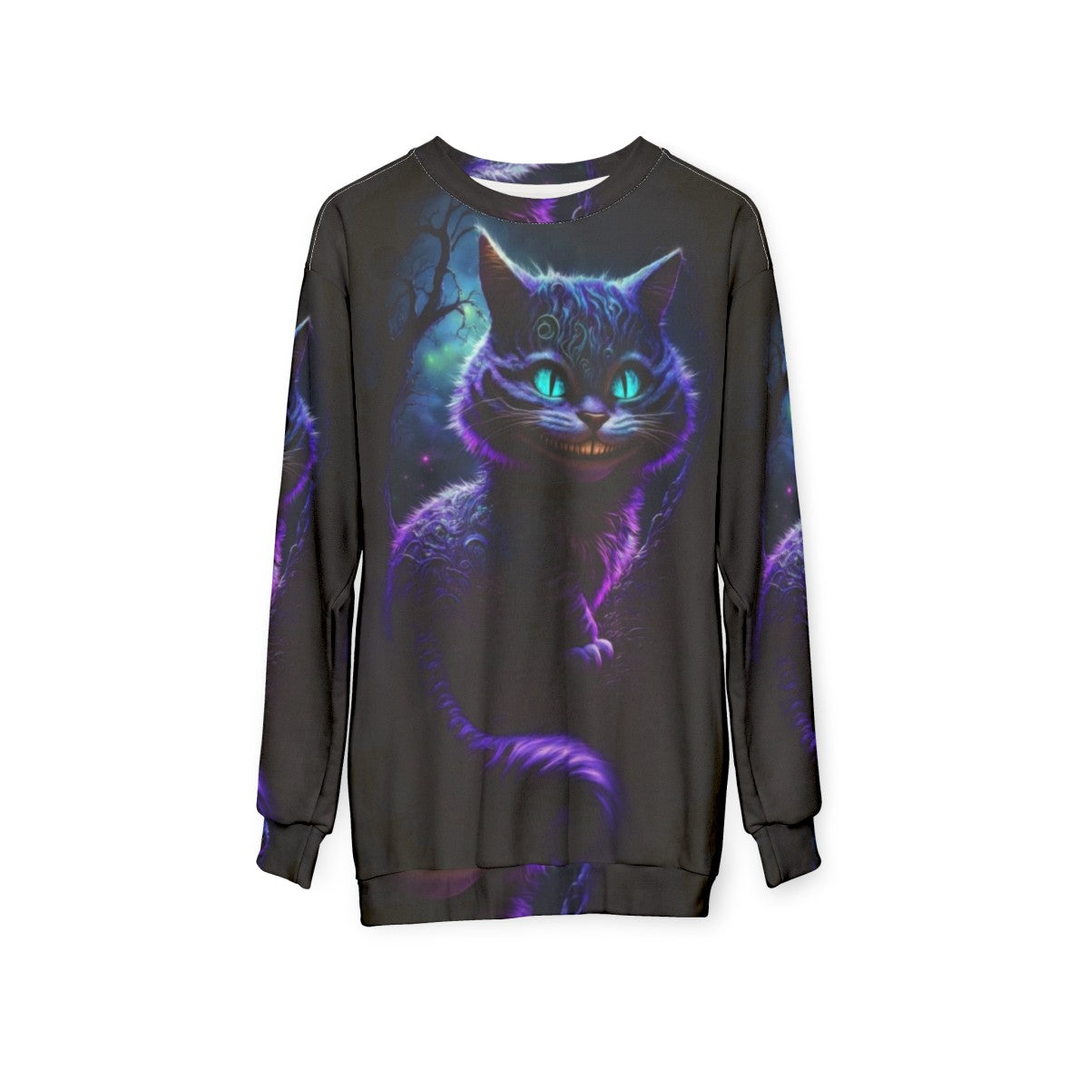 Cheshire Cat Sweatshirt 2 - Abstract, Exotic Alice in Wonderland Inspired Graphic Sweatshirt - hanging