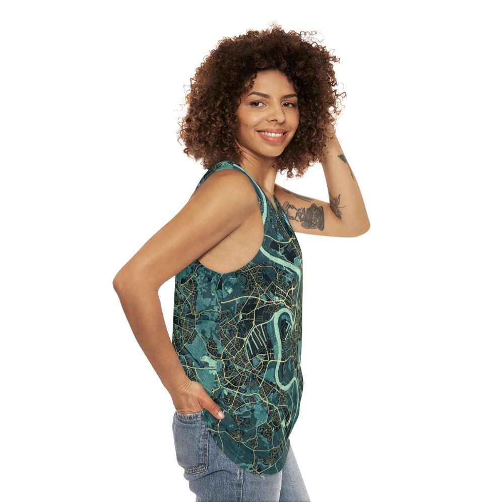 Dusseldorf city map of Germany summer unisex tank top - women side