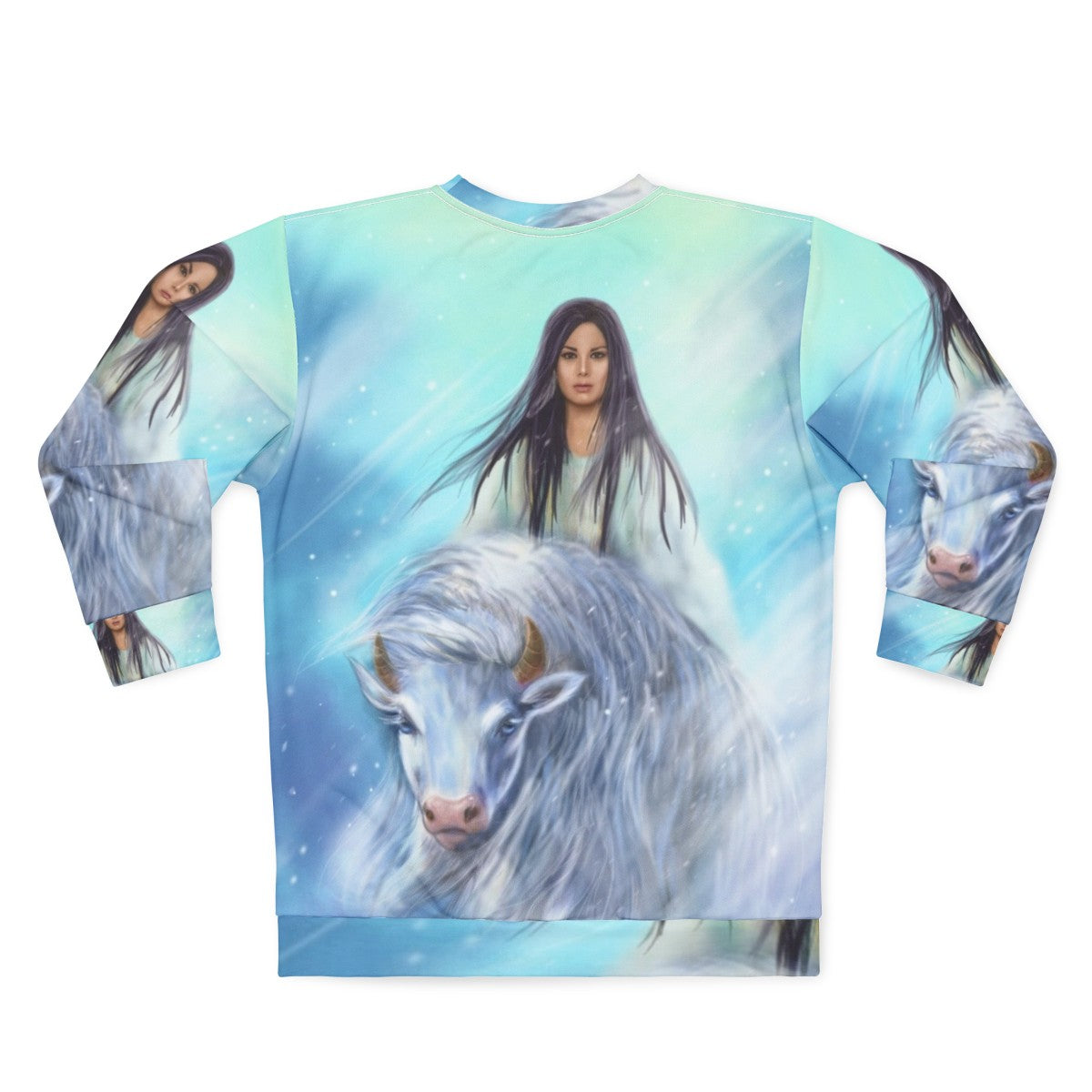 White Buffalo Calf Woman Sweatshirt - Legendary Native American Figure - Back