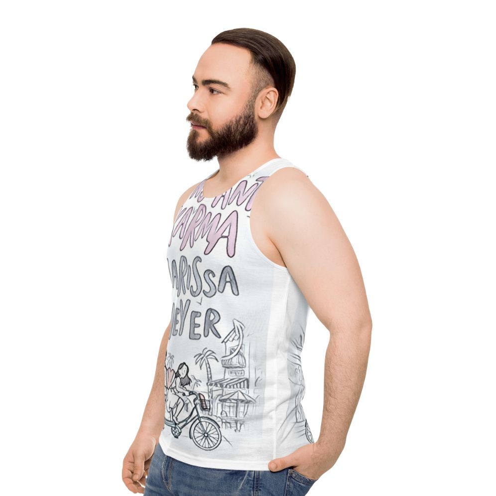 Instant Karma Unisex Tank Top with Sketch Art Design - men side