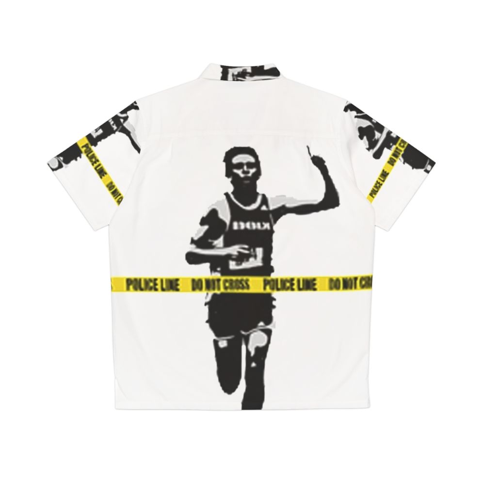 Banksy Marathon Runner Police Line Hawaiian Shirt - Back