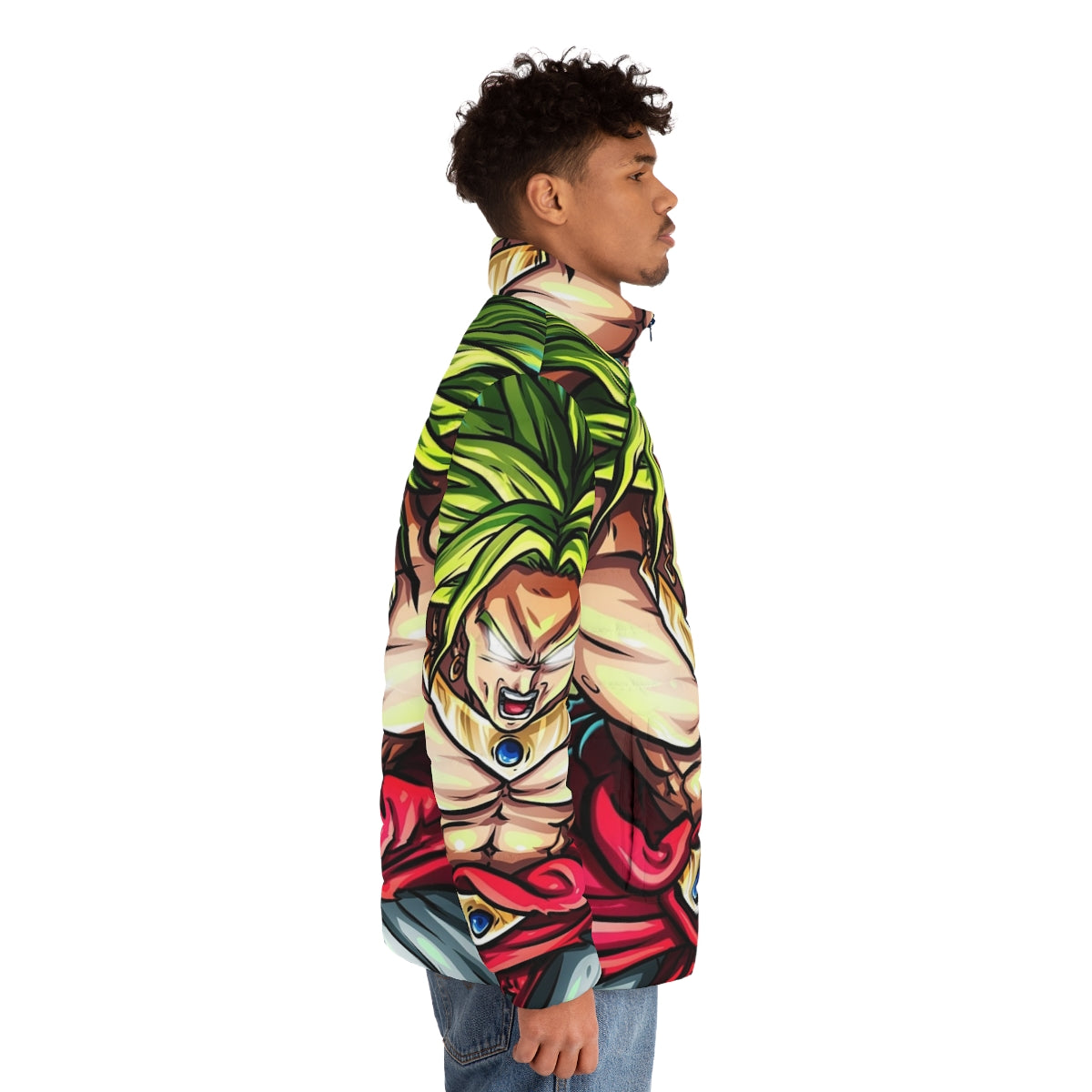 Broly Super Saiyan Puffer Jacket - Dragon Ball Inspired Anime Clothing - men side right