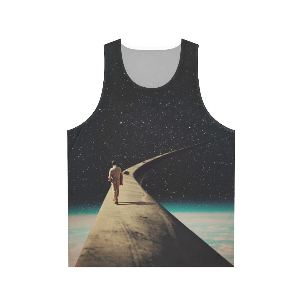 Vintage graphic unisex tank top with surreal space illustration