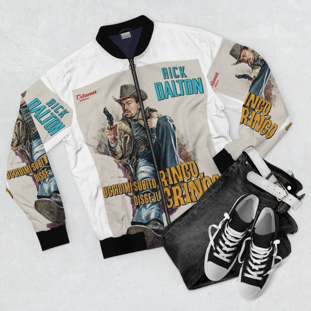 Once Upon a Time in Hollywood Tarantino Bomber Jacket with Leonardo DiCaprio - Flat lay