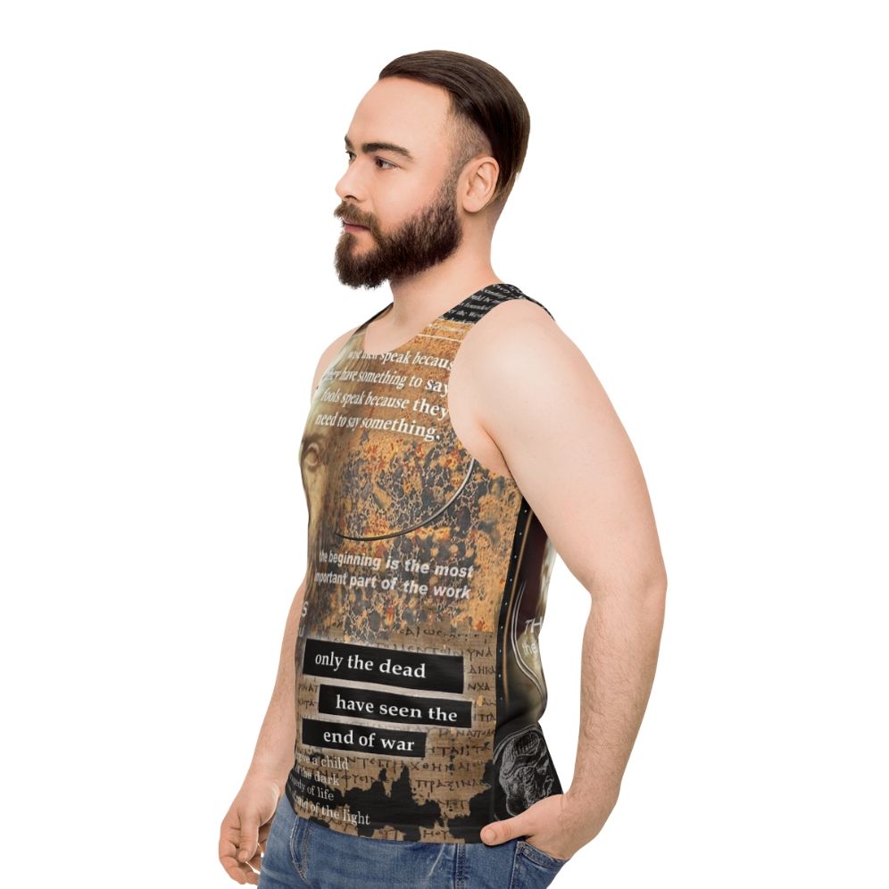 Plato Unisex Tank Top featuring Greek philosopher design - men side