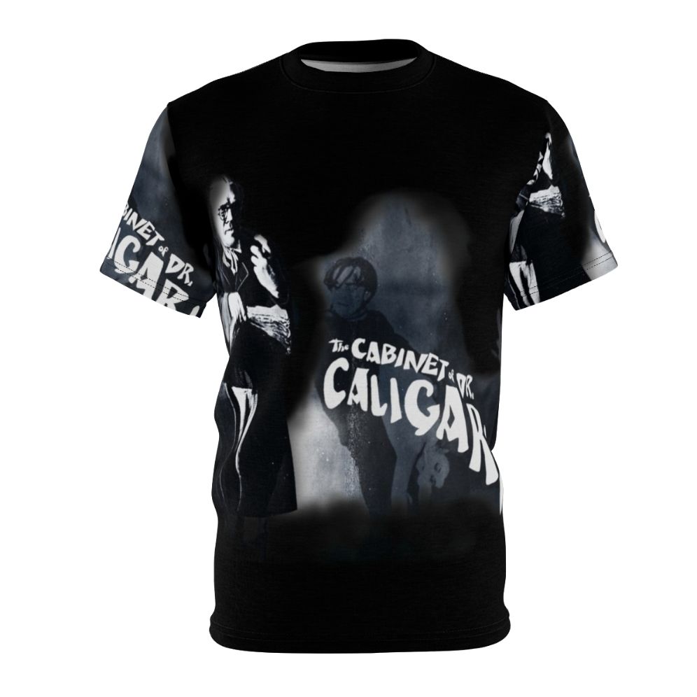 Vintage style t-shirt featuring the iconic "The Cabinet of Doctor Caligari" horror movie poster art