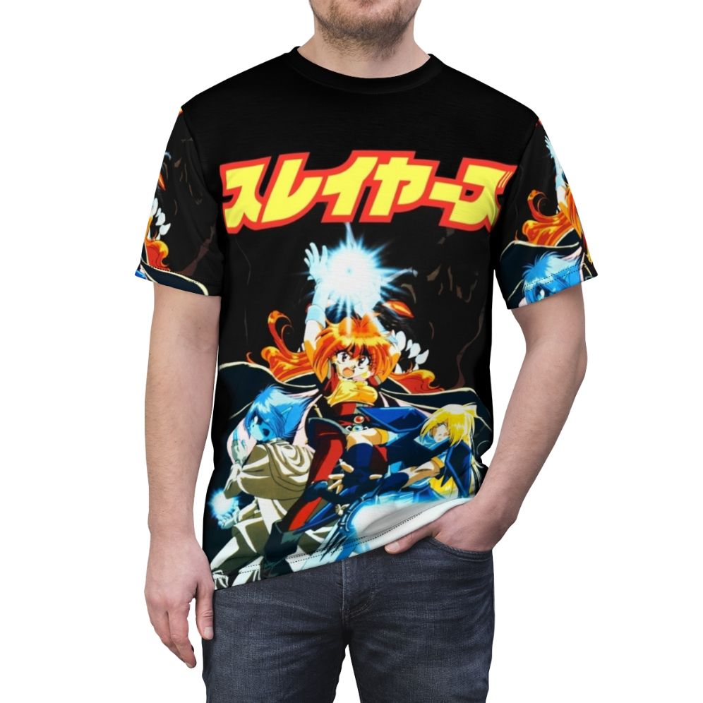 Slayers-themed t-shirt featuring characters from the popular anime and manga series - men front