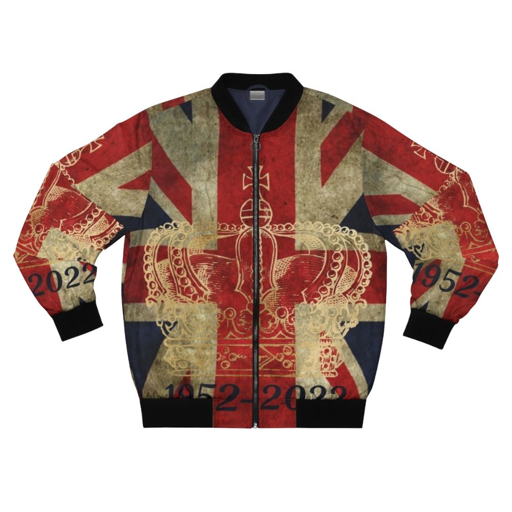 Platinum Jubilee Bomber Jacket with Union Jack Flag and Crown Design