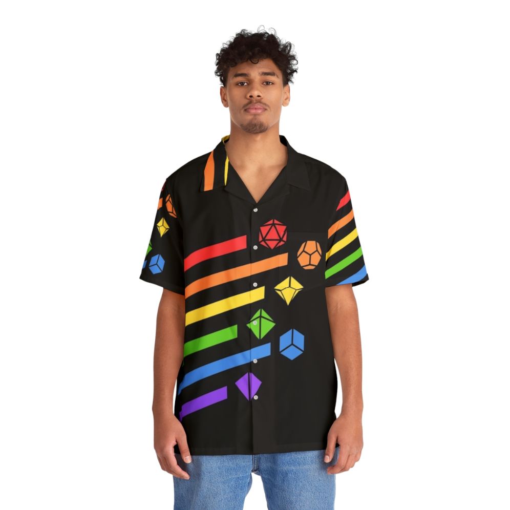 Rainbow dice set Hawaiian shirt for tabletop RPG gaming - People Front