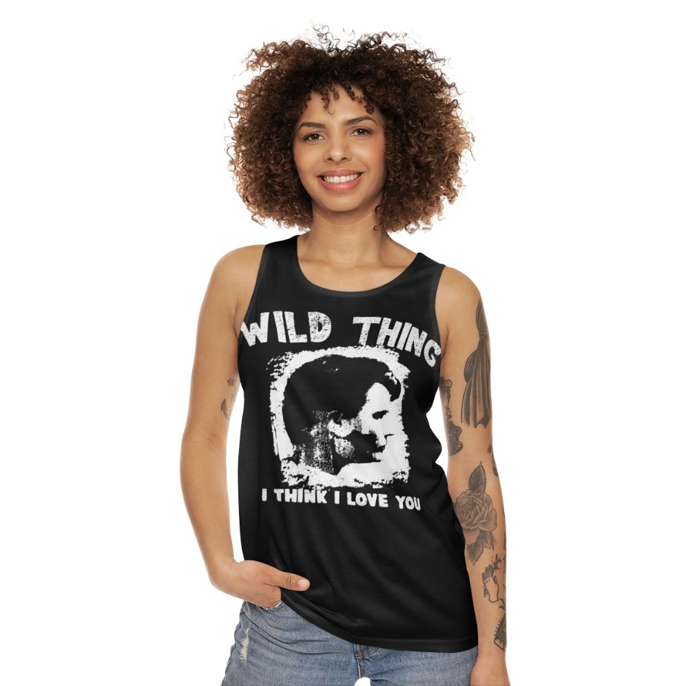 Unisex tank top featuring the iconic 'Wild Thing' character from the 1980s movie Major League - women