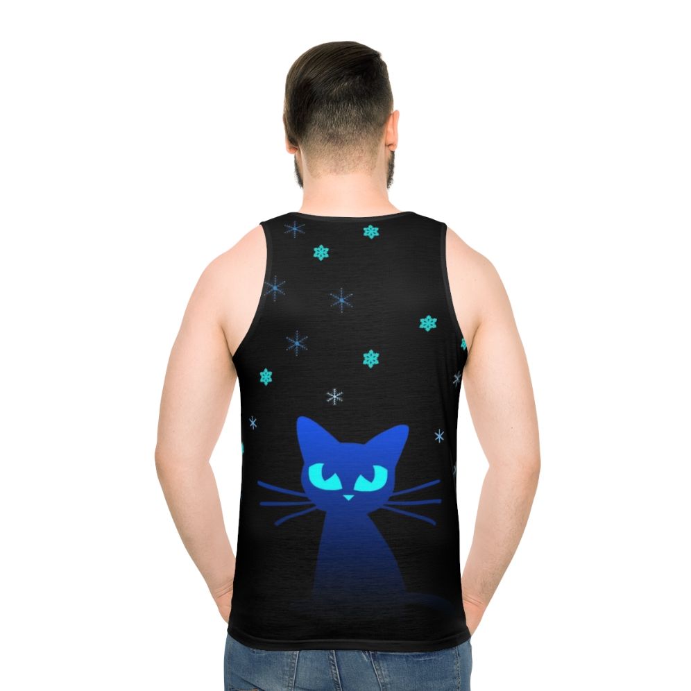 Glow in the dark cat unisex tank top - men back