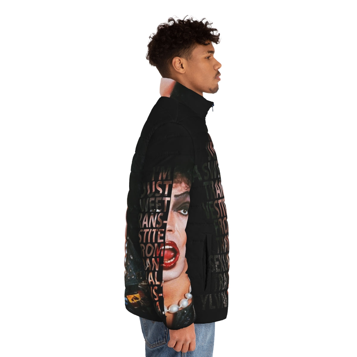 Frank N Furter Puffer Jacket, inspired by the iconic Rocky Horror Picture Show - men side right