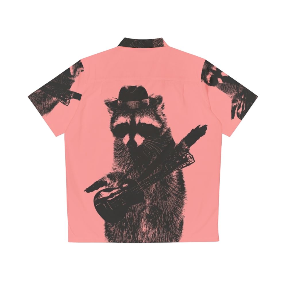 Raccoon playing ukulele on a tropical Hawaiian shirt - Back